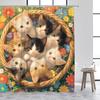 Cute Cats Shower Curtains Vintage Art Floral Plant Pet Garden Scenery Polyester Fabric Bathroom Curtain Decorative With Hooks