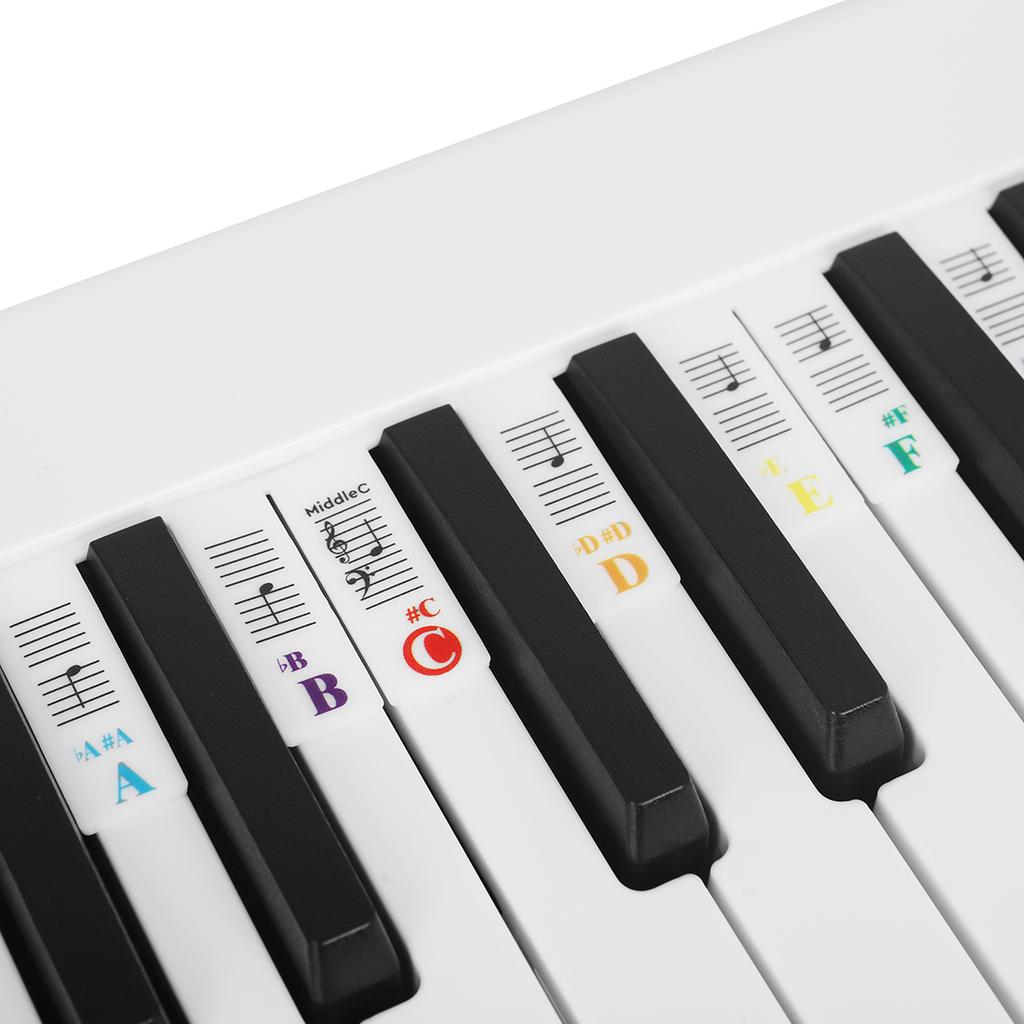 Autocollant pour clavier de piano 61/88 touches Autocollant de note en silicone blanc pour clavier électronique Accessoires pour instrument à clavier Piano