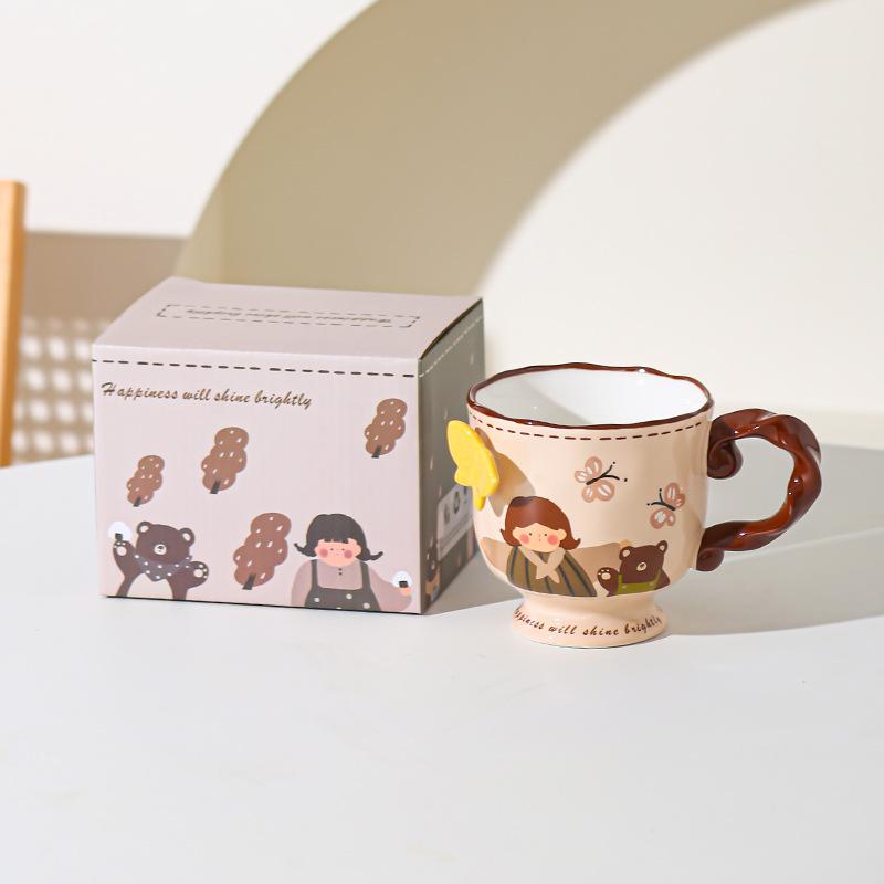Retro Cute Girl Mug Ceramic High Value Home Office Water Cup Coffee Cup Souvenir Birthday