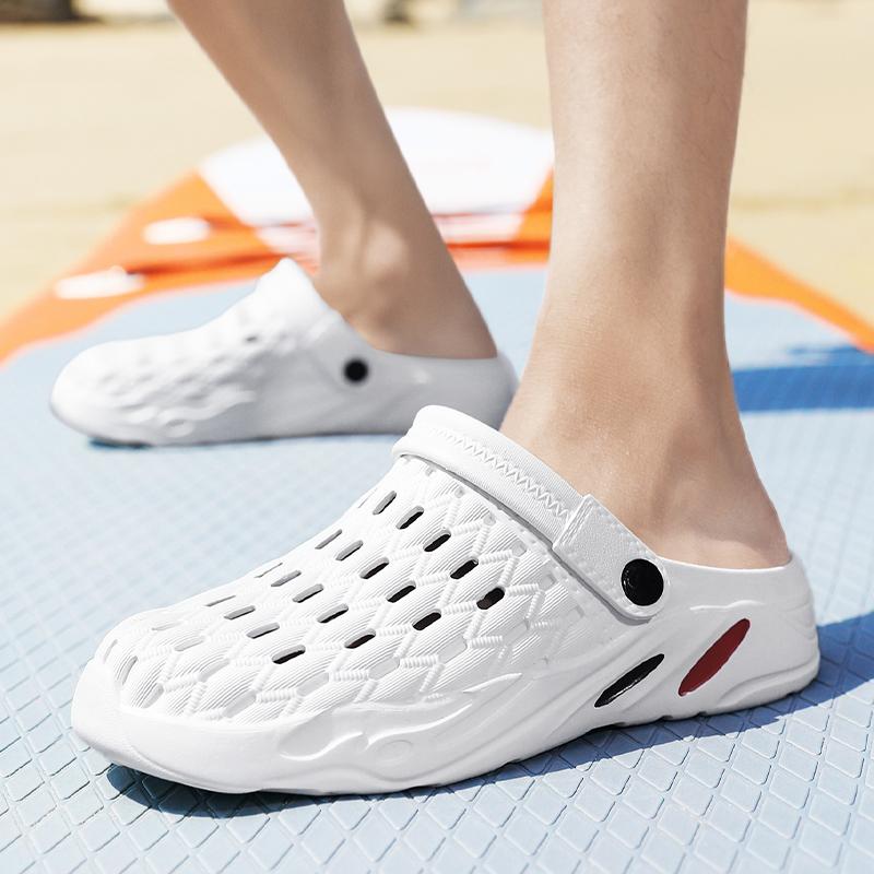 

Літнє чоловіче взуття з дірками Садове взуття Пляжне взуття Сандалі Чоловіче взуття Сабо Швидковисихаючі повсякденні домашні тапочки Взуття для води 45 білий