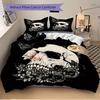 3pcs Skull Flowers Bedding Cover Set, Fashion Classic Popular Print Bedding Set, Soft Comfortable, All - Season Use, For Bedroom, Guest Room106