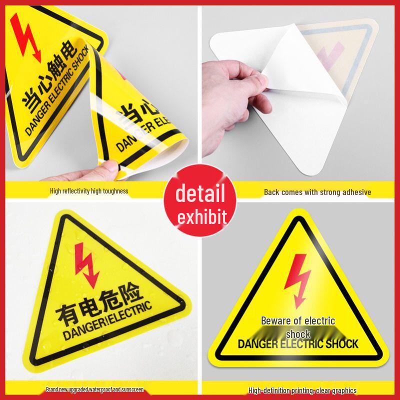 Zhugu Electric Shock Hazard PVC Warning Stickers