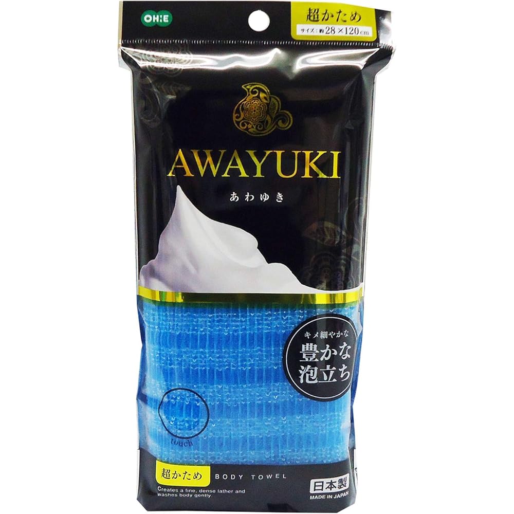Oe Body Towel Ultra Firm Blue 28x120cm Rich Lather Japanese Made Bath Towel