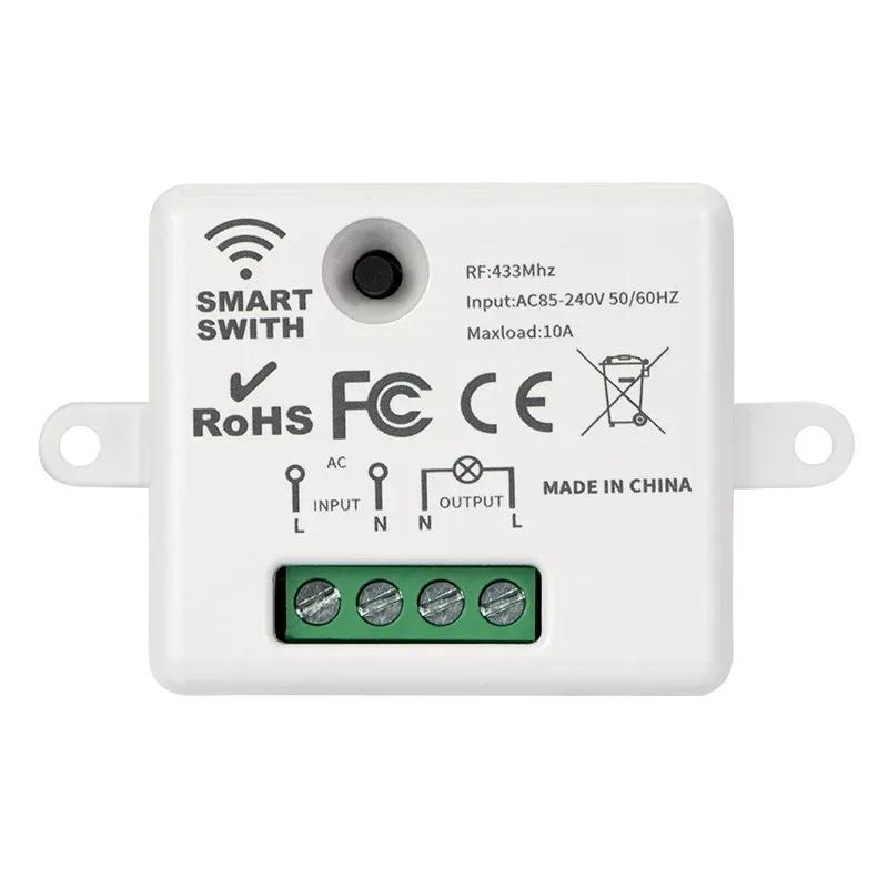 433MHz Wireless Remote Control Light Switch 220V 110V 10A Relay Controller Mini Single-button Wall Panel Switch For Lighting Led