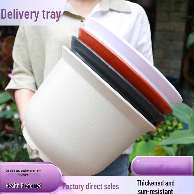 Resin Imitation Ceramic Flower Pot with Tray