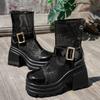 Fashion Women High Top Roman Ankle Boots Summer New Round Toe Mesh Breathable Shoes Women Cutout Zipper Metal Buckle Non-Slip Boots