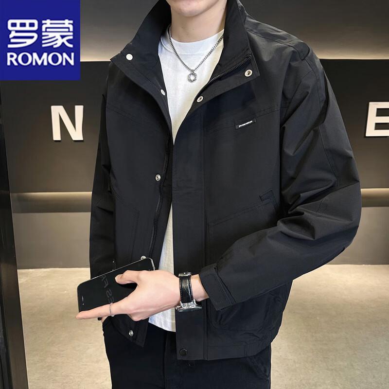 ROMON Men's Slim Fit Stand Collar Jacket