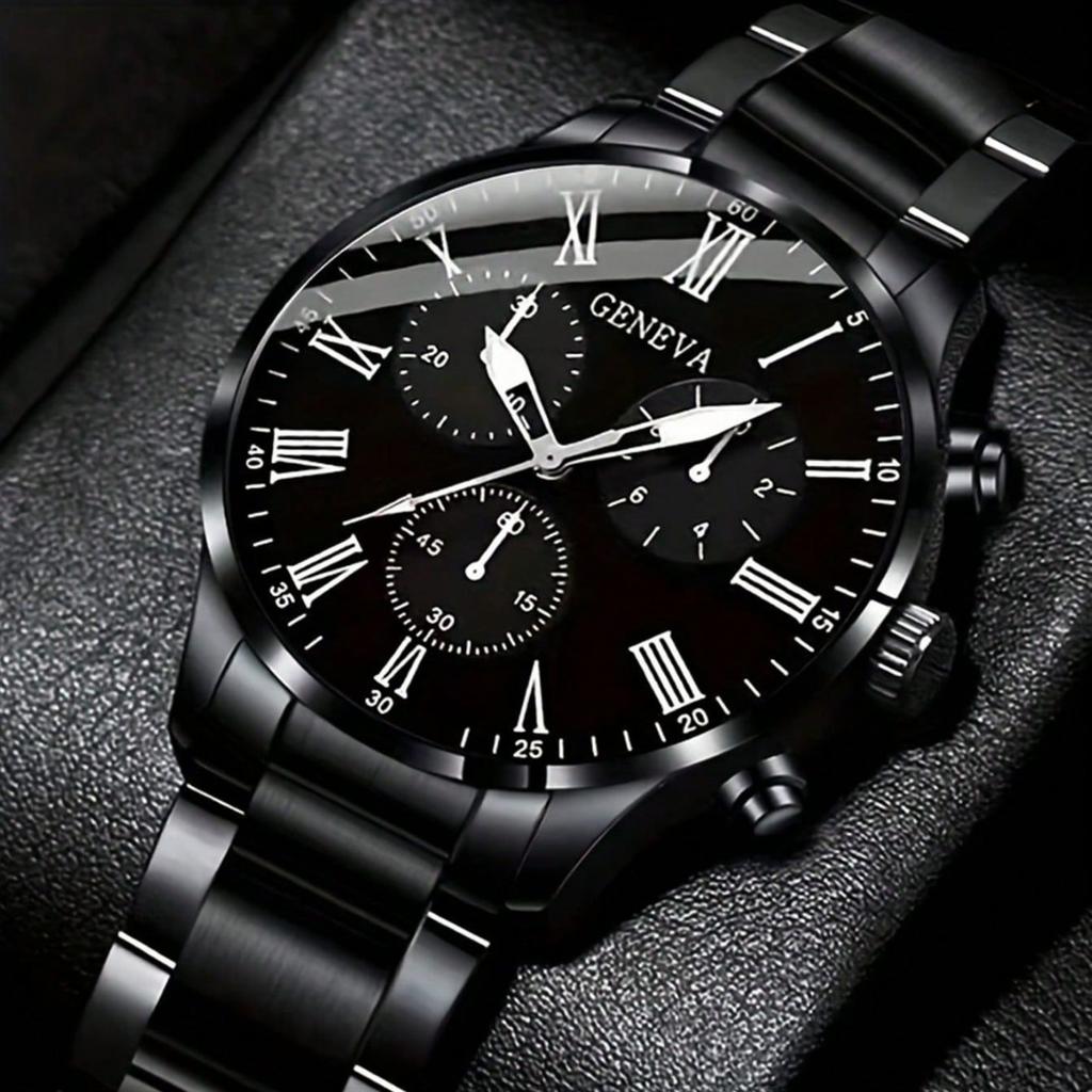 Fashion Men'S Steel Strap Watch Geneva Casual Business Quartz Watch Atmospheric Luminous Watch Trend
