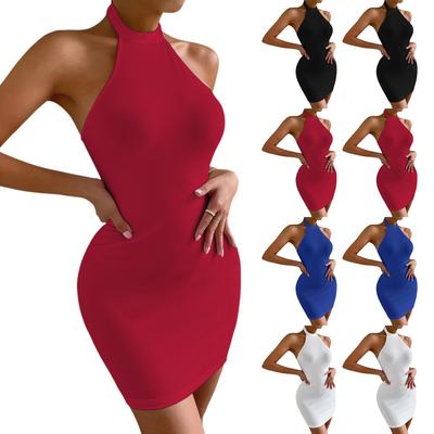 Women's Solid Color Summer Skirt Slim Casual Sleeveless Stand Collar Dress