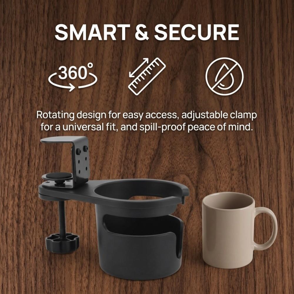 Plastic Metal Desk Cup Holder Black Mug Holder Clip On Cup Holder  Office Desk Gaming Desk