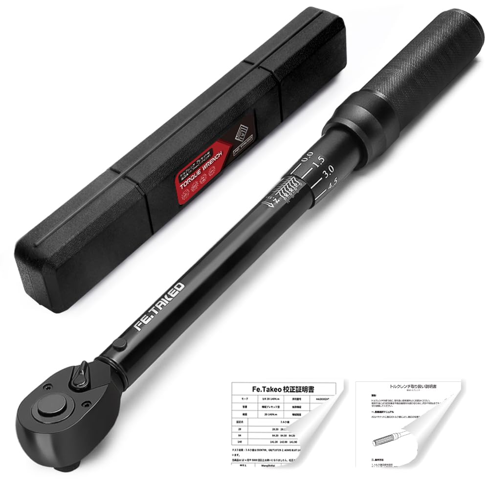 Preset Torque Wrench, Tire Change, Car, Motorcycle, 12.7mm (1/2 inch) Drive, 25-220Nm, Socket Wrench, Bi-Directional, Work Tool, Case Included