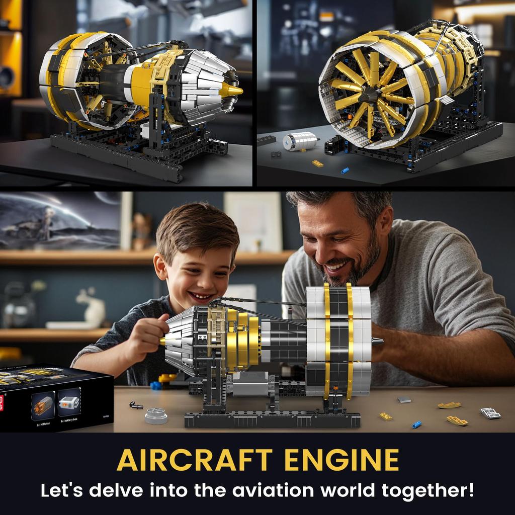 Sada modelů leteckých motorů Mold King 10141, sada upínacích bloků pro technické letecké motory, obsahuje motor a krabici, vhodné pro děti a dospělé