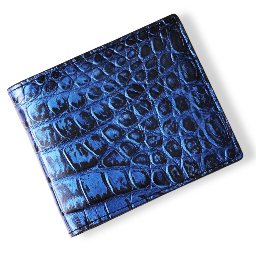 CLW Crocodile Leather Works Crocodile Bifold Wallet (Bill Compartment) Midnight Blue, Made In Japan, Men's, Cashless, Brand Name, Gift