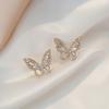 1 Pair Ear Studs Butterfly Shape Rhinestone Faux Crystal Decor Hollow Anti-rust Anti-allergy Lightweight Ear Decoration Jewelry Lady Prom