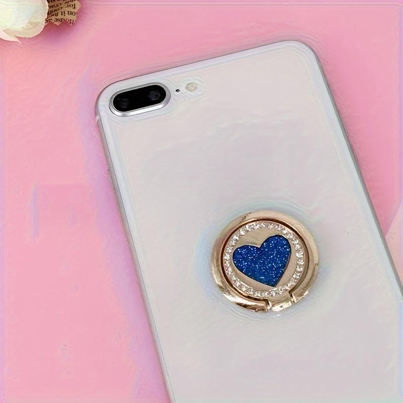 Circular Glittering Heart Metal Ring Buckle Phone Holder for Mobile Phone Car Magnetic Mount Smart Phone Accessories