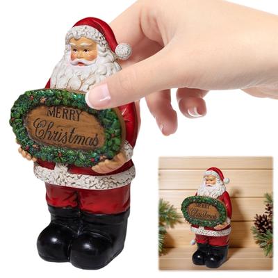 Cute Xmas Resin Crafts with Merry Christmas Lovely Christmas Figurine Creative Santa Ornament for Holiday Party & Festive