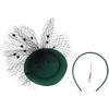 Green Mesh Veil Fascinator Hat and Headband for Women, Classic Dress Hat with Clip, Wedding and Tea Party Special Occasion Accessory