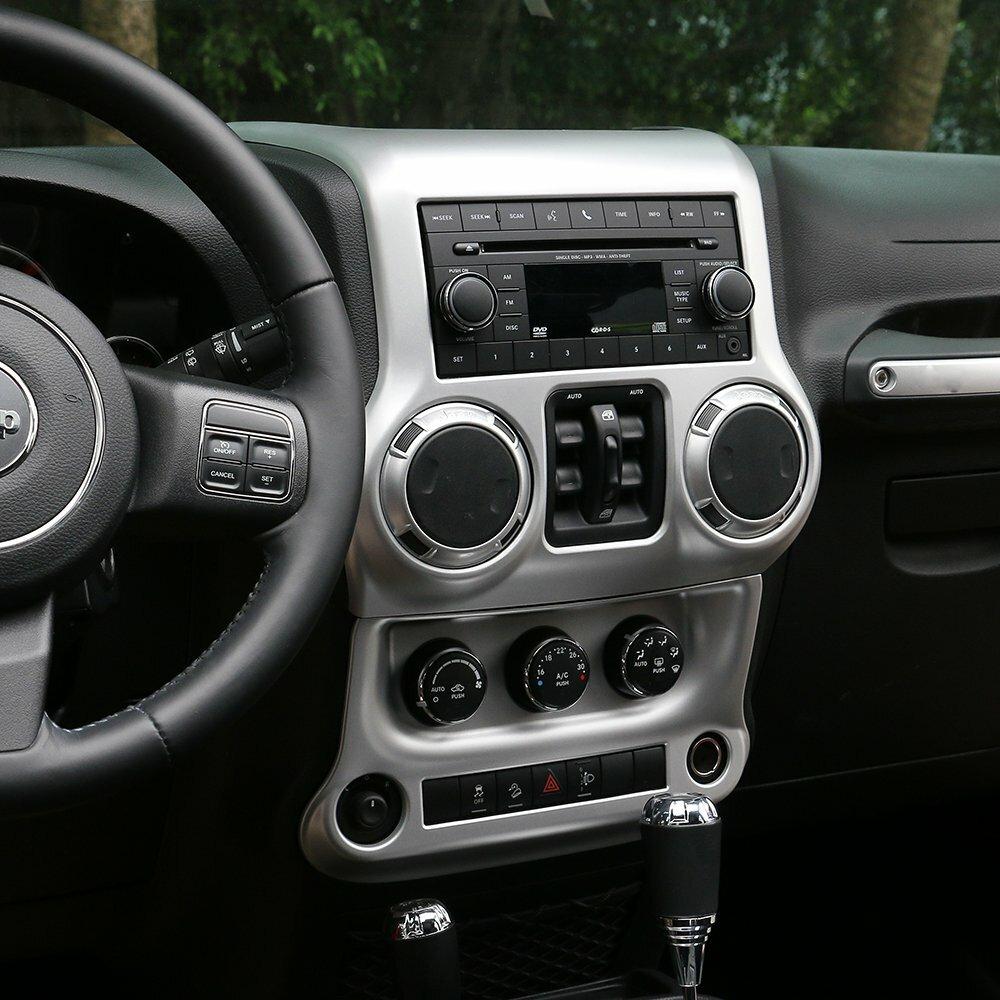 Center Console Dashboard Panel Trim Cover for Jeep Wrangler JK 2011-2017 Silver