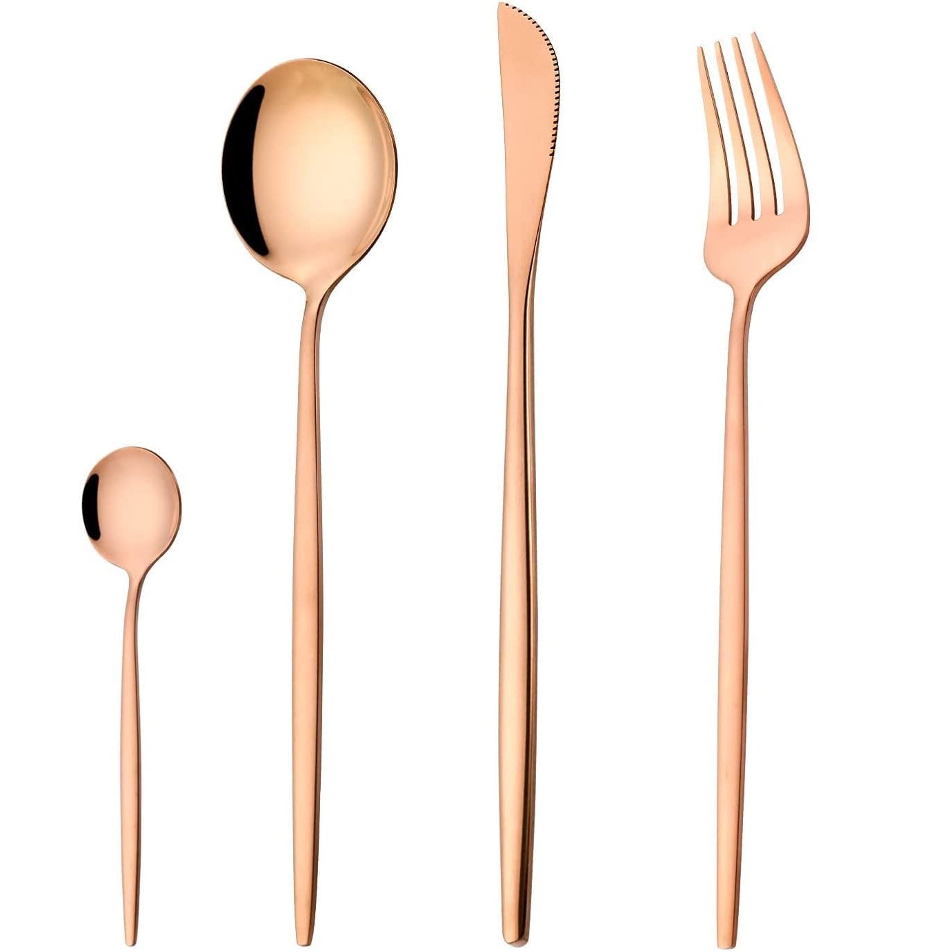 

Набор столовых приборов из нержавеющей стали с зеркальной полировкой, покрытый розовым золотом, медный набор столового серебра, ложка розовое золото