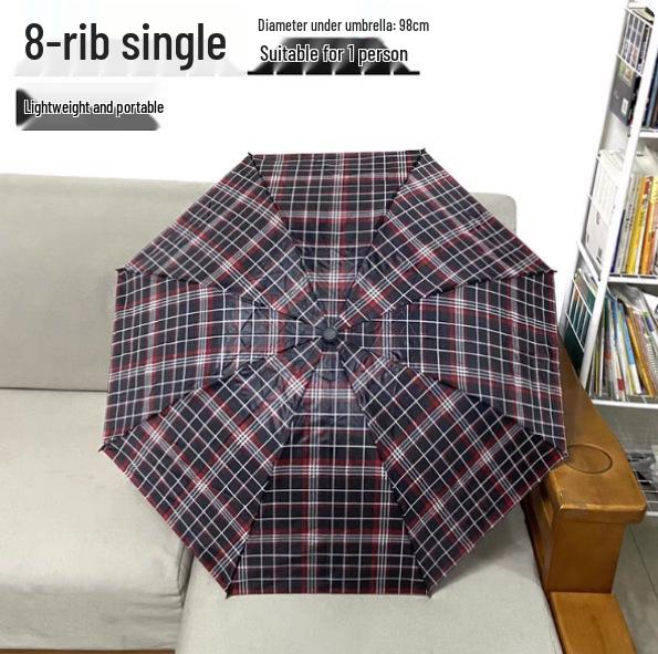 Extra Large Ten-Bone Water-Repellent Plaid Umbrella - British Style for Men & Women, Double/Triple Use