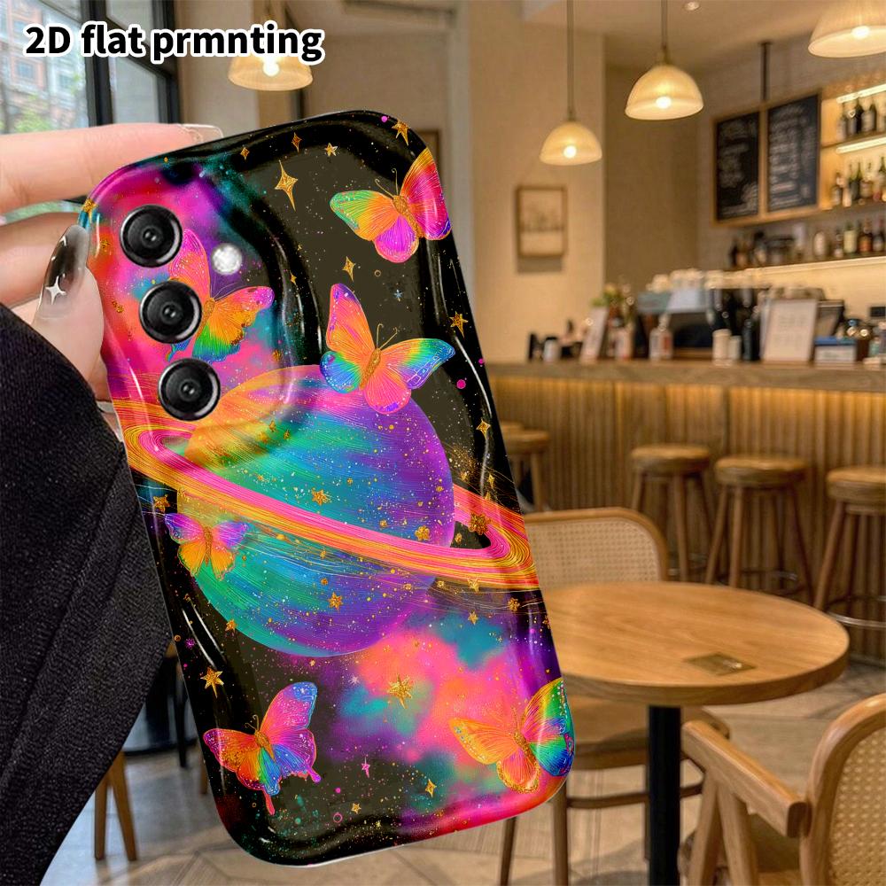 Phone case: 2D flat, suitable for Samsung Galaxy A34 A35 M05 M06 S20 S22 S21 FE Plus 5G protective case, butterfly Saturn, perfect Christmas and Hallo