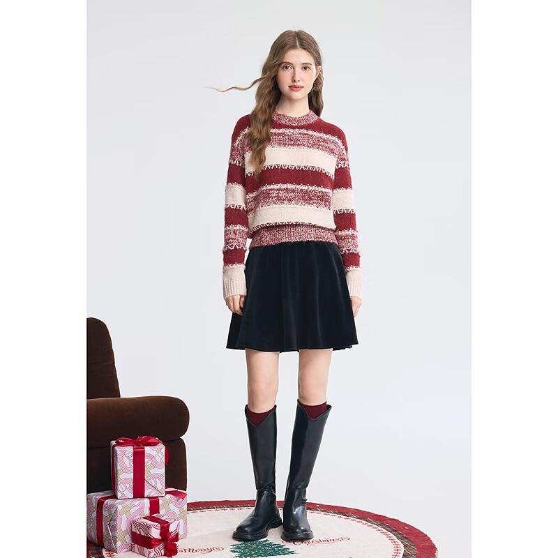 Betu Women's 2025 Winter Striped Long Sleeve Sweater