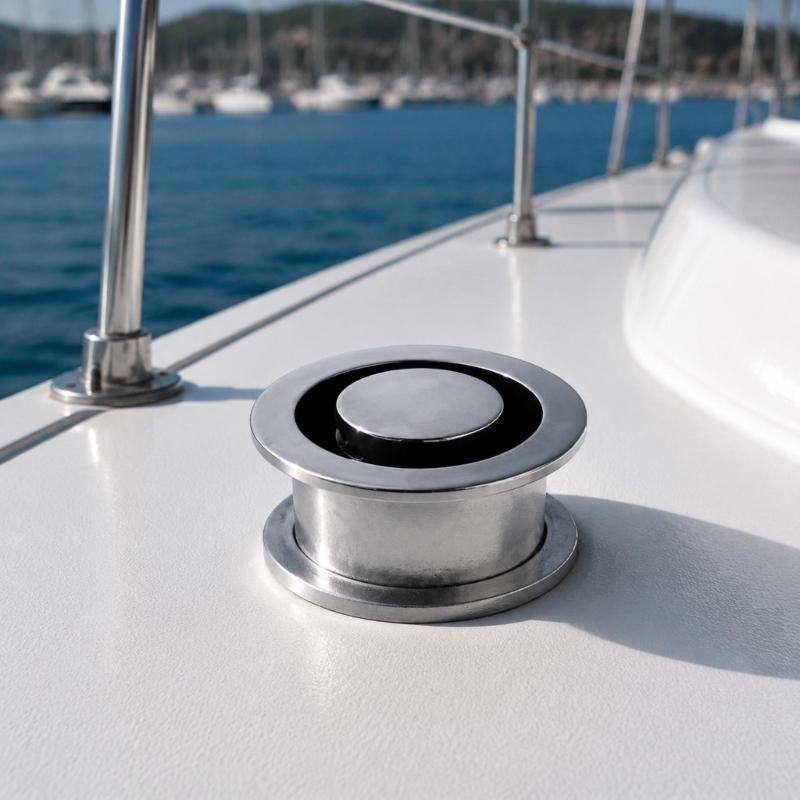 Boat Vent Cover Marine Vent Cap in 316 Stainless Steel, Threaded Stem, Polished Round Flange Hardware Body Design