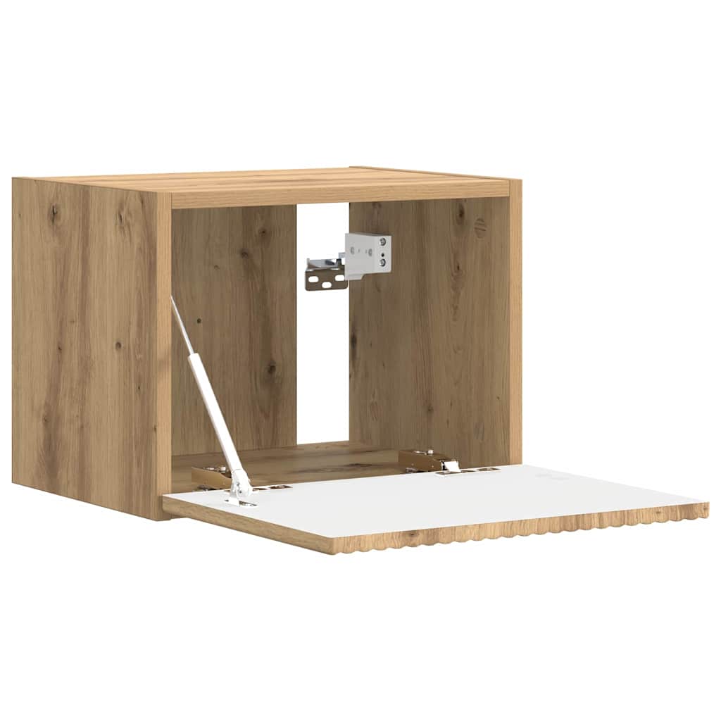 Wall Mounted TV Cabinet Rustic Oak Design 39 X 31 X 29.5 Cm