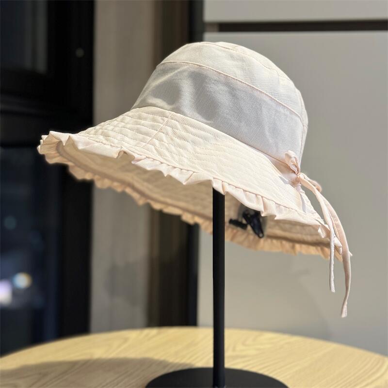 2026New Lace Sunshade Fisherman Hat for Women, Summer Korean Style, Sweet and Versatile, Sun Protection Hat for Outdoor Trips, Breathable and Trendy
