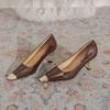7169-1 Professional stiletto shoes temperament commuting fashion metal head social women's shoes intellectual elegance patent leather shoes