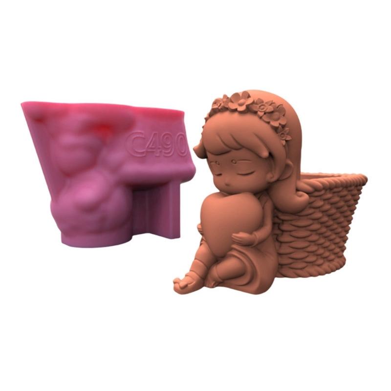 Durable Silicone Mold Silicone Casting Mould Girl Shaped Silicone Craft Molds Clay Molds for DIY Making Resin Flowerpots