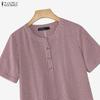 ZANZEA Women Plaid Print Casual V-Neck Summer Short Sleeve Dress