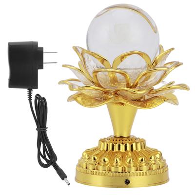 Lampe Lotus en Cristal LED Lumière Vive Colorée pour Méditation Bouddhiste Ornement Maison Bureau