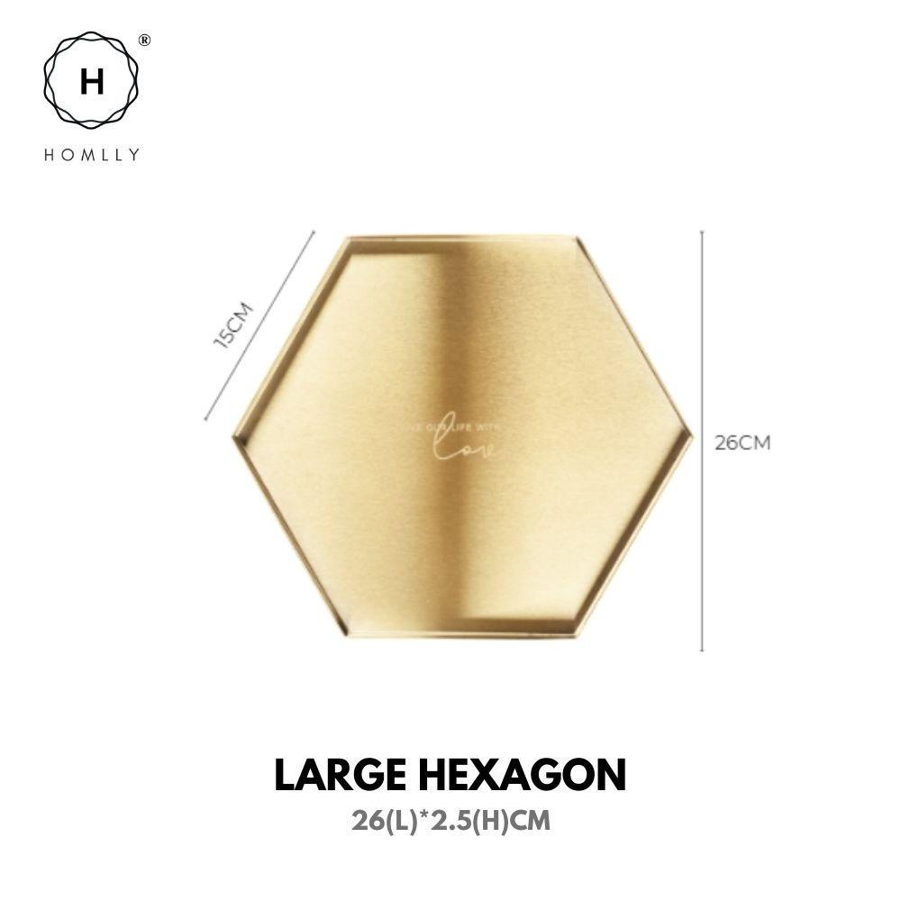 Homlly Keii Gold Geometric Stainless Steel Storage Tray