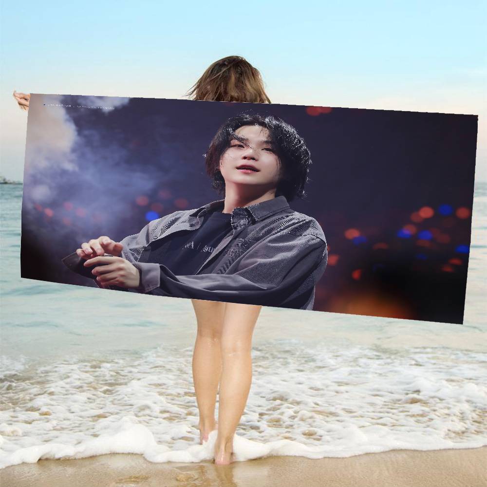 S-Suga Kpop A-Agust D Microfiber Printed Beach Towel Mountain Climbing Yoga Beach Swimming Running Absorbent Soft Towel