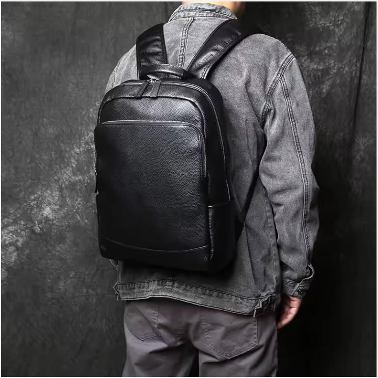Leather Men's Backpack Natural Cowhide Backpack Fashion Travel Bag Korean Version Schoolbag Computer Bag For 15 Inch Laptop