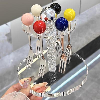 Pocit vysoké kvality, Lehký luxus, Keramická sada vidliček na ovoce, Pro domácí použití, Dezertní vidlička, Úložná nádoba, Dětská, Nerezová špíz na ovoce