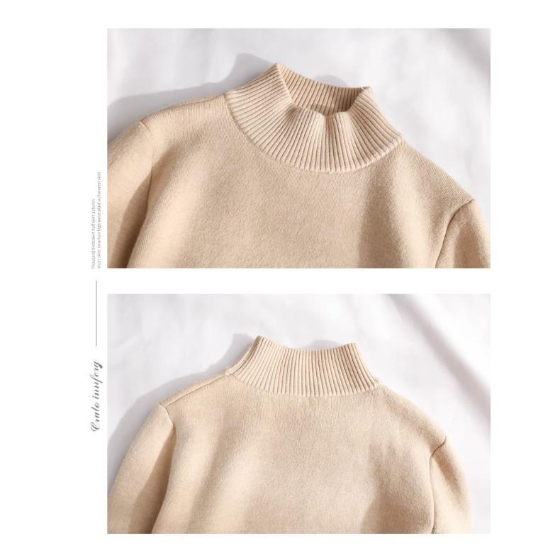 Autumn and Winter Velvet Knitted Sweater Pullover High Neck Knitted Sweater for Women