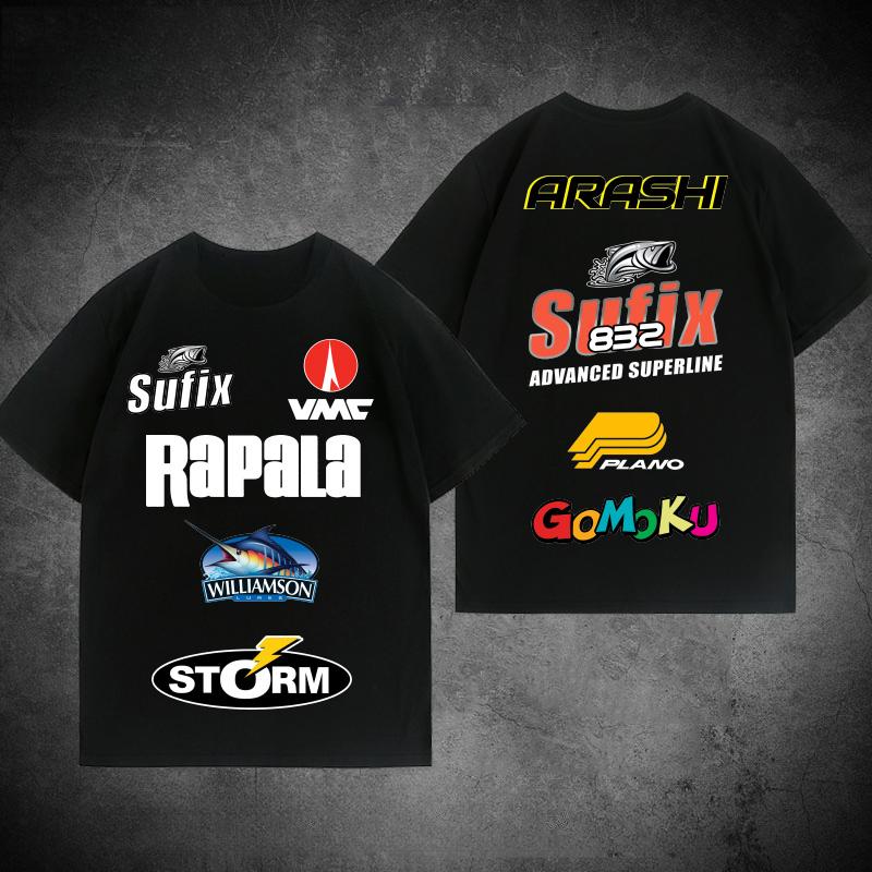 Luxury Rapala Sub-brand Sufix Collaboration T-shirt Large Size Short Sleeve T-shirt Pure Cotton Trendy Casual Oversized  Tee