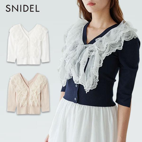 New item 10% OFF SNIDEL Tops 25 Autumn/Winter Tulle Ruffle Knit Pullover Short Sleeve Half Length Middle Length swnt261019