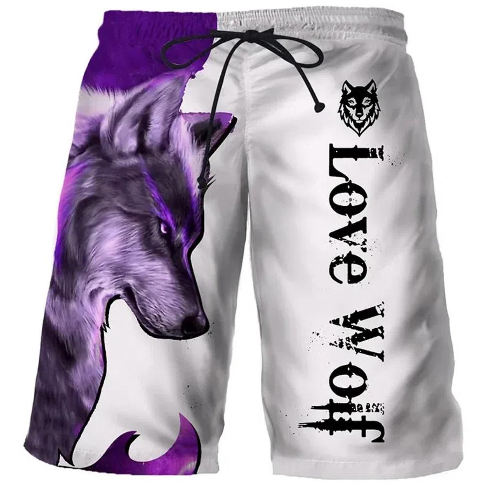 Cool Tiger Wolf Summer Shorts Comfortable Surfboard Hawaiian Beach Shorts Quick Dry Sports Shorts Men's Beach Shorts Boys