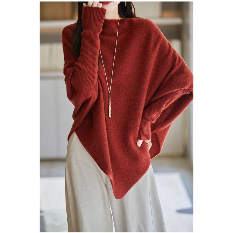 DIMANAF 2025 Autumn Winter Women Sweaters Pullover Tops Knitted Basic Tees Sweater Bat Sleeve Loose
