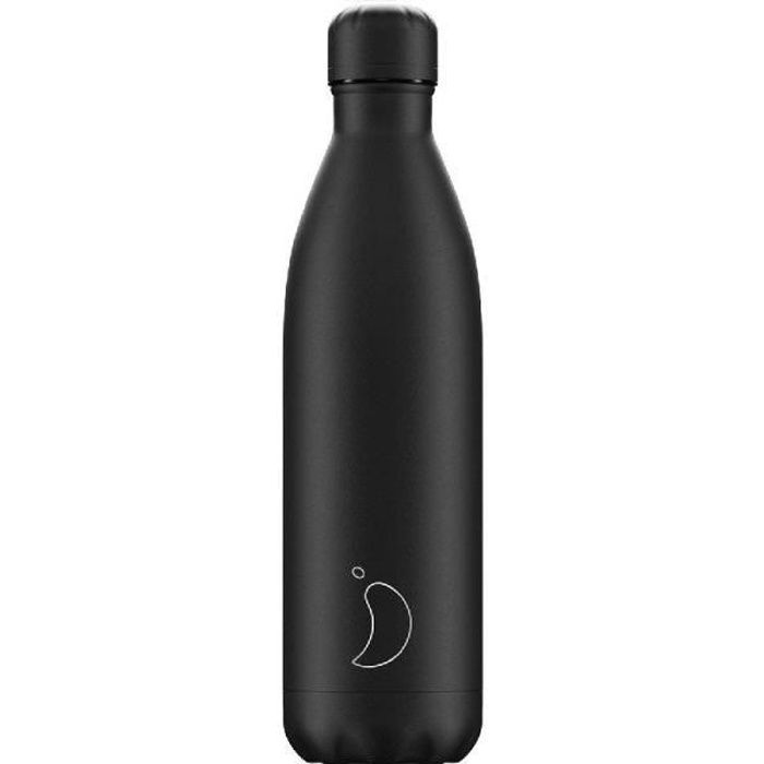 Bouteille Isotherme - CHILLY'S - Monochrome All Black 750 Ml - 24h Fraîcheur - 12h Chaleur - Étanche