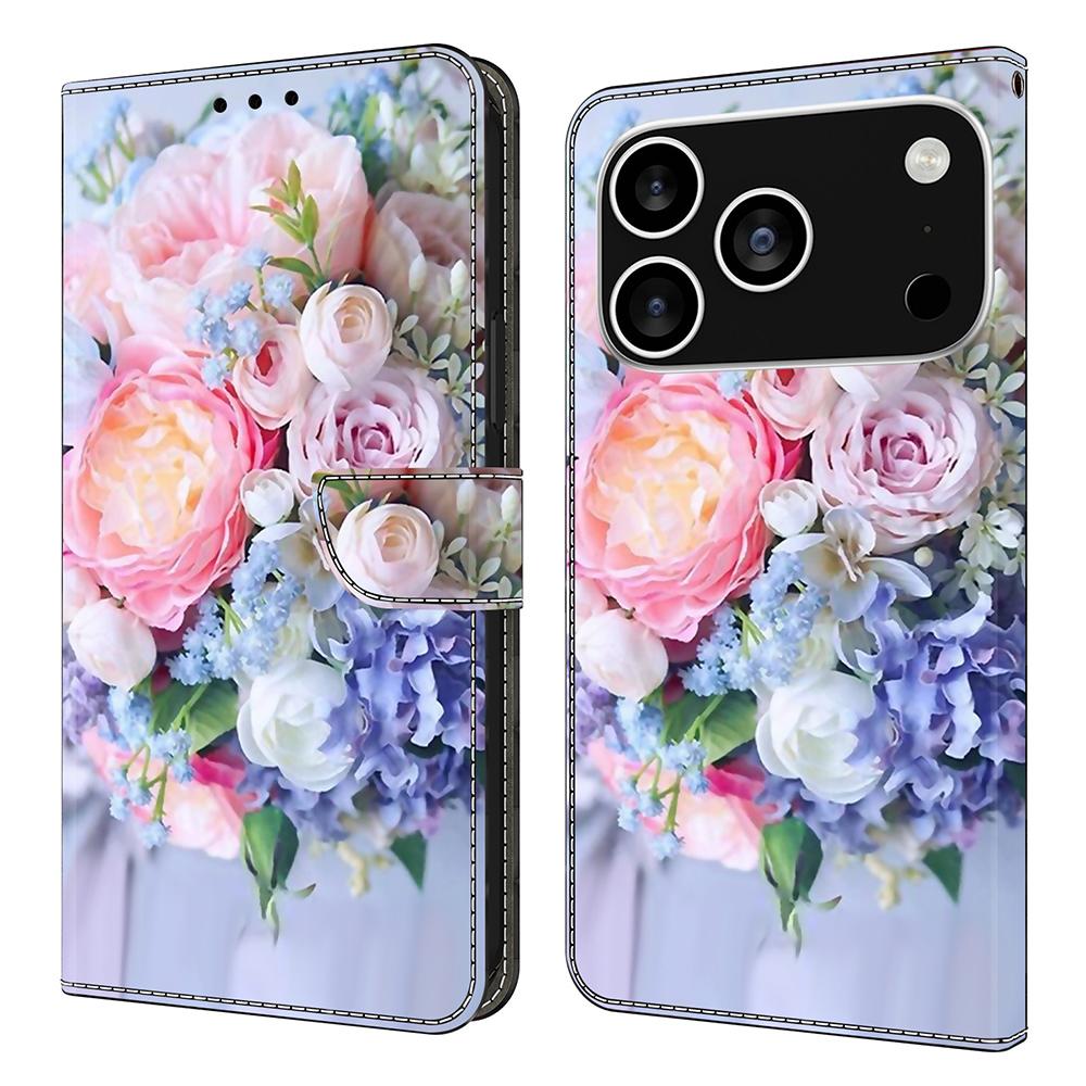 For iPhone 17 Pro Max Case Magnetic Clasp 3D Pattern Leather Wallet Phone Cover