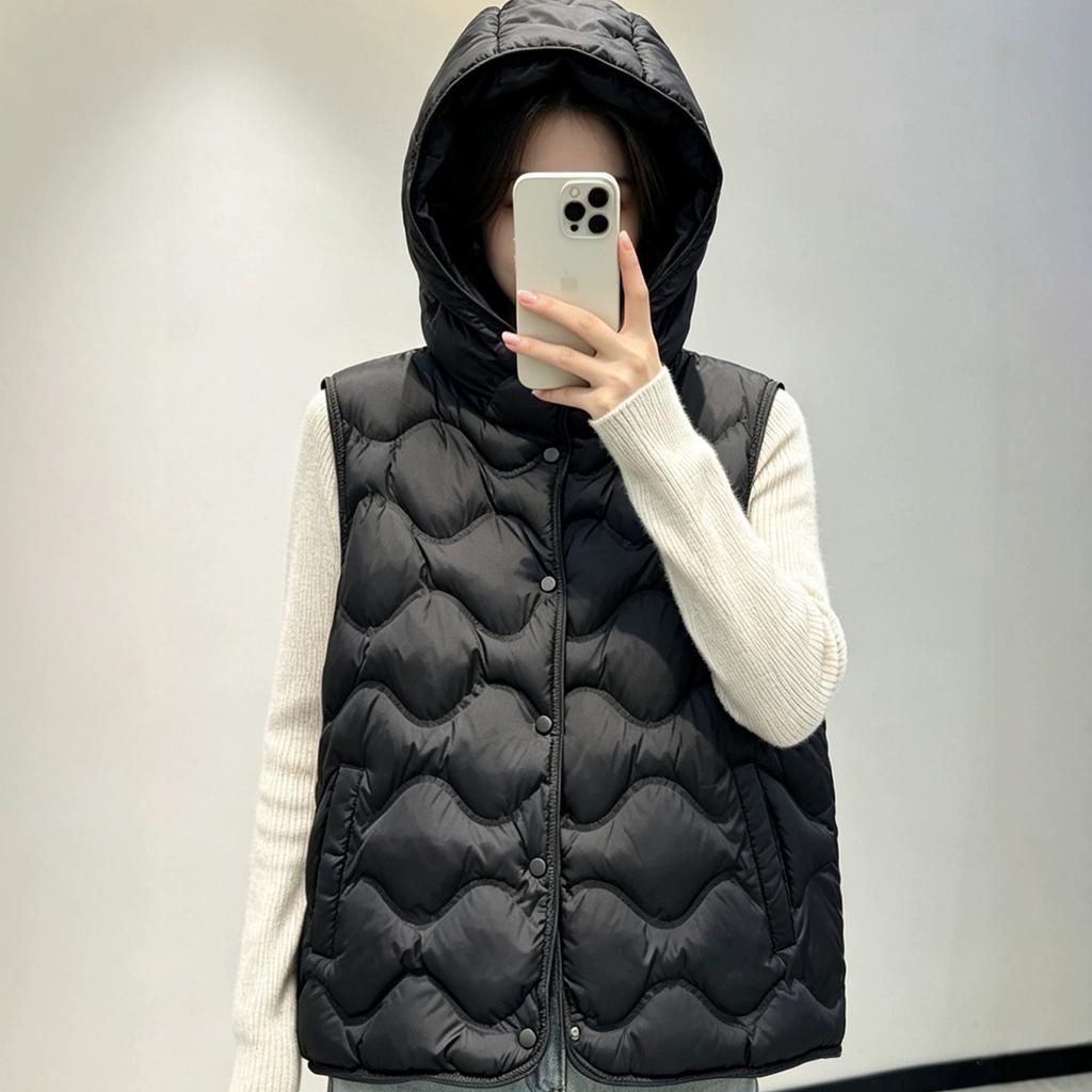 Wave striped cotton vest women's short autumn and winter new vest loose women's vest vest