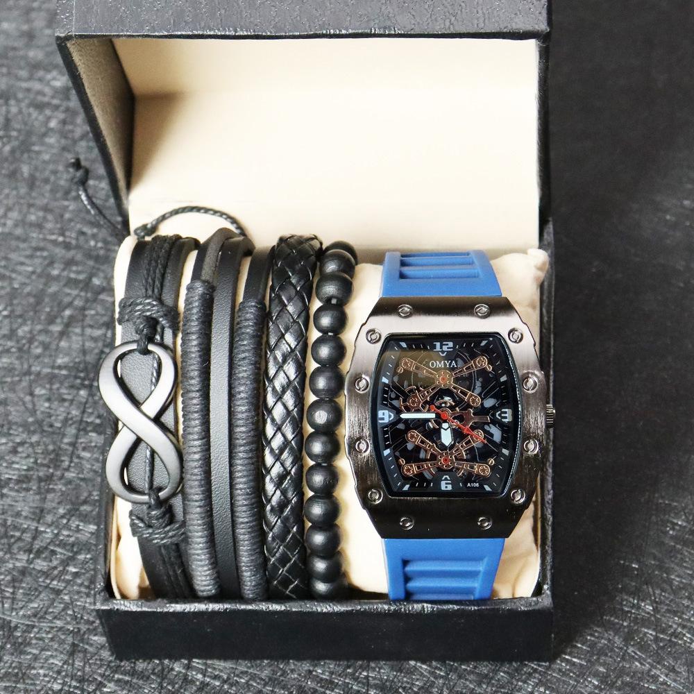 

OMYA Watch Men s Watch Box Set Wine Barrel Shaped Quartz Watch Waterproof Sports Watch Box бездна