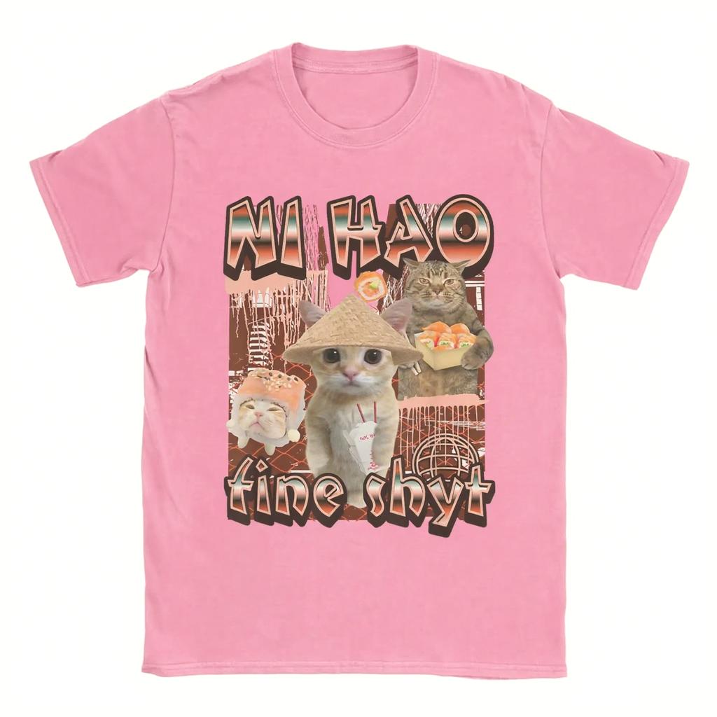 2025T-shirt Men's and Women's Printed T-shirt Funny Cat Summer Clothes Cotton Summer Clothes T-shirt High Quality Street Clothes