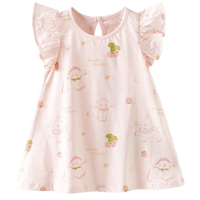 TONGTAI Baby Girls Summer Cotton Princess Sleep Dress 73cm