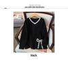 Plus Size V-Neck Sweatshirt for Women, Bust 150/160 Cm, Loose Fit, Slimming Design, Sizes 200-350 Jin 9107