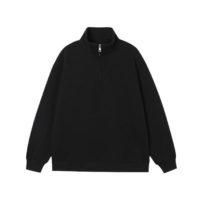 Men's 420g Winter Stand Collar Heavyweight Hoodie, Half Zip, Long Sleeve Casual Sportswear.